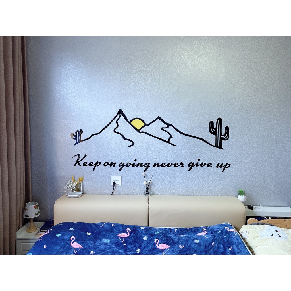 Tranh dán tường mica 3d decor khổ lớn ngọn núi cổ vũ tinh thần Nhiều Size - EPeBen