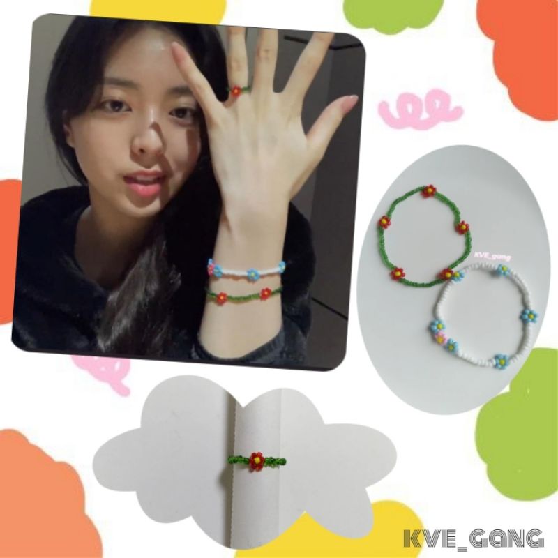 [Vòng handmade] set vòng tay, nhẫn hạt cườm handmade cheap moment Yuna/유나 ITZY