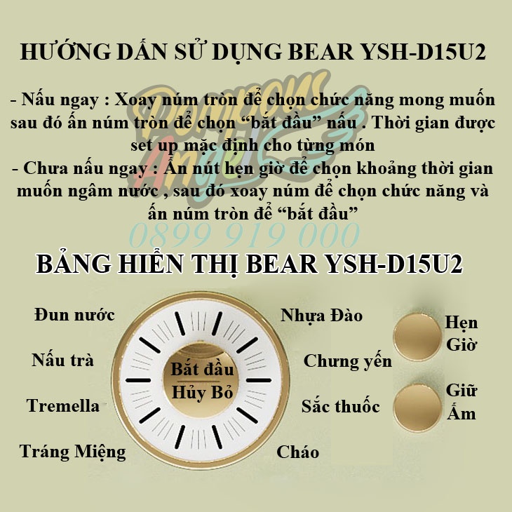 Bình trà chưng yến giữ nhiệt siêu tốc BEAR YSH-D15X5/YSH-D15U2 màu xanh kiểu dáng cổ điển vintage