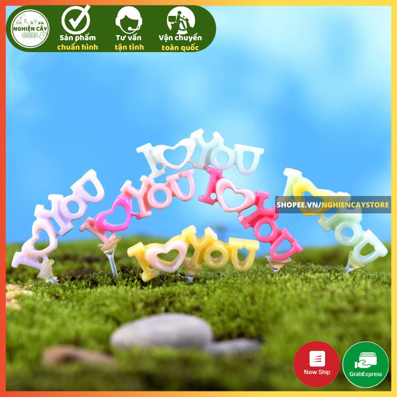 Phụ kiện Chữ I LOVE YOU trang trí tiểu cảnh, cây cảnh, sen đá