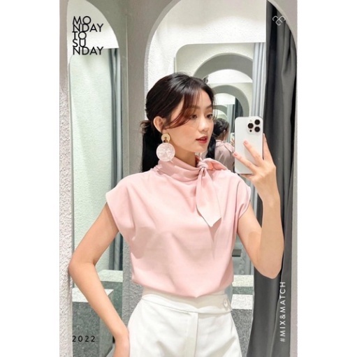 Áo lụa cột nơ cổ công sở, thanh lịch nhiều màu