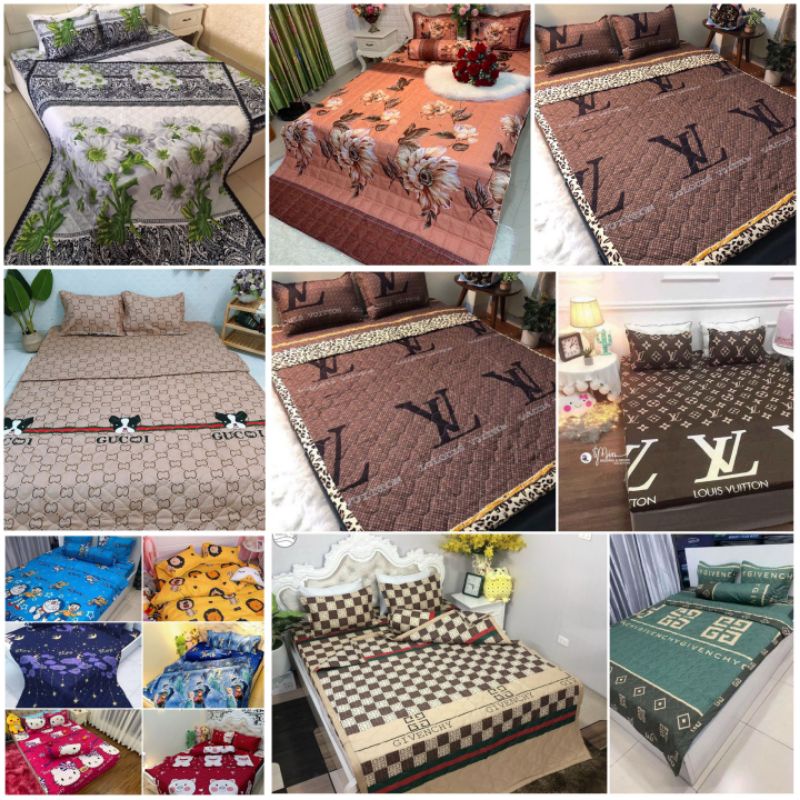 Bộ chăn ga gối 5 món , Ga gối cotton ( lưu y: đệm trên 15cm nhắn tin cho shop)