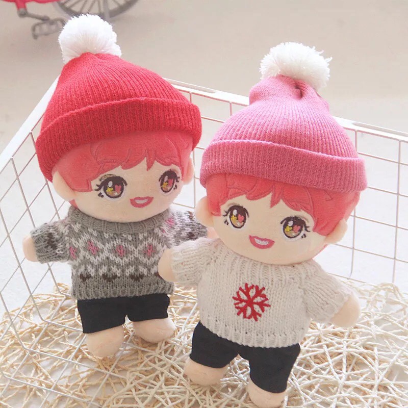 Doll Jimin đồ len tóc hồng doll BTS phụ kiện dành cho doll nhóm nhạc idol, anime chibi búp bê doll xinh xắn