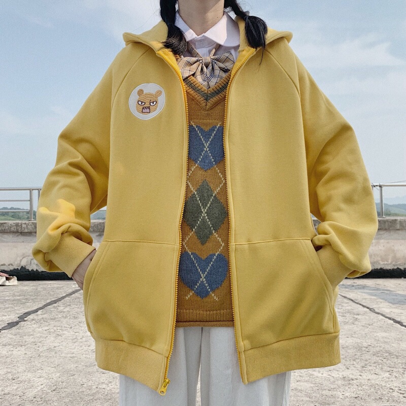 Áo khoác nam nữ form rộng unisex chất nỉ, áo khoác nữ hoodie cardigan có mũ mã ll92 | BigBuy360 - bigbuy360.vn