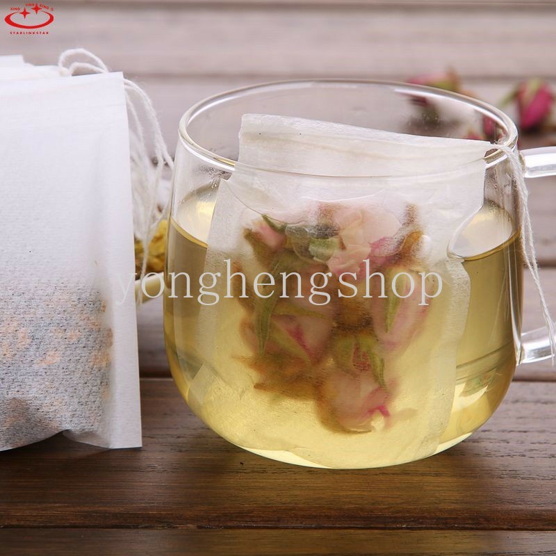 Set 100 Túi Lọc Trà Bằng Vải Không Dệt Có Dây Rút Tiện Dụng