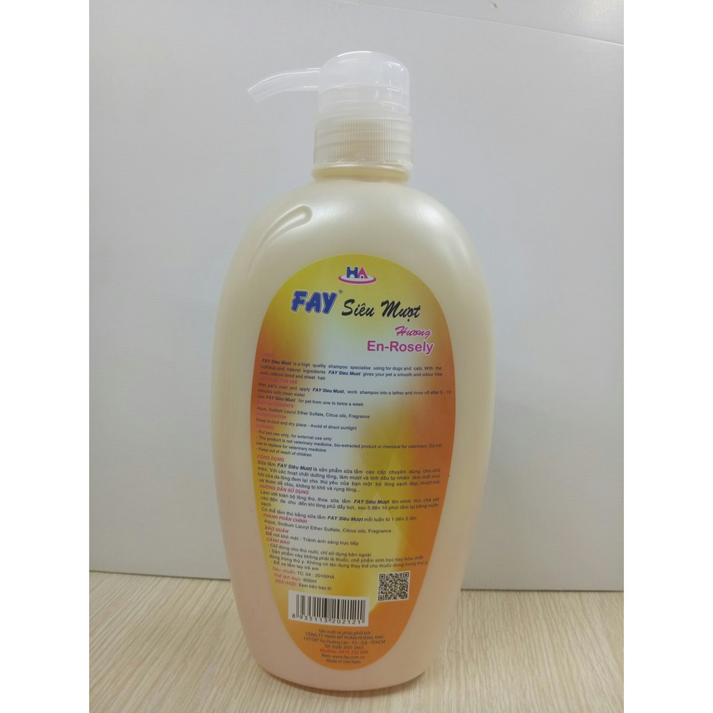 Sữa tắm Fay siêu mượt En-Rosely 800ml Chăm sóc da lông