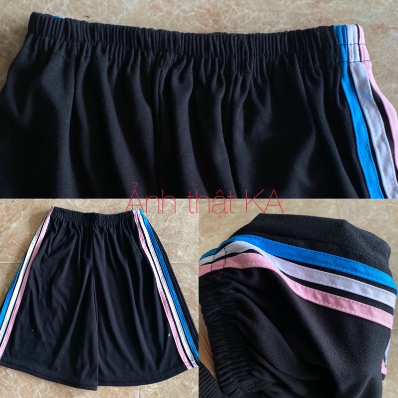 Quần Shorts Đùi ống rộng ulzzang cạp chun 3 Sọc RAINBOW Nam Nữ Unisex