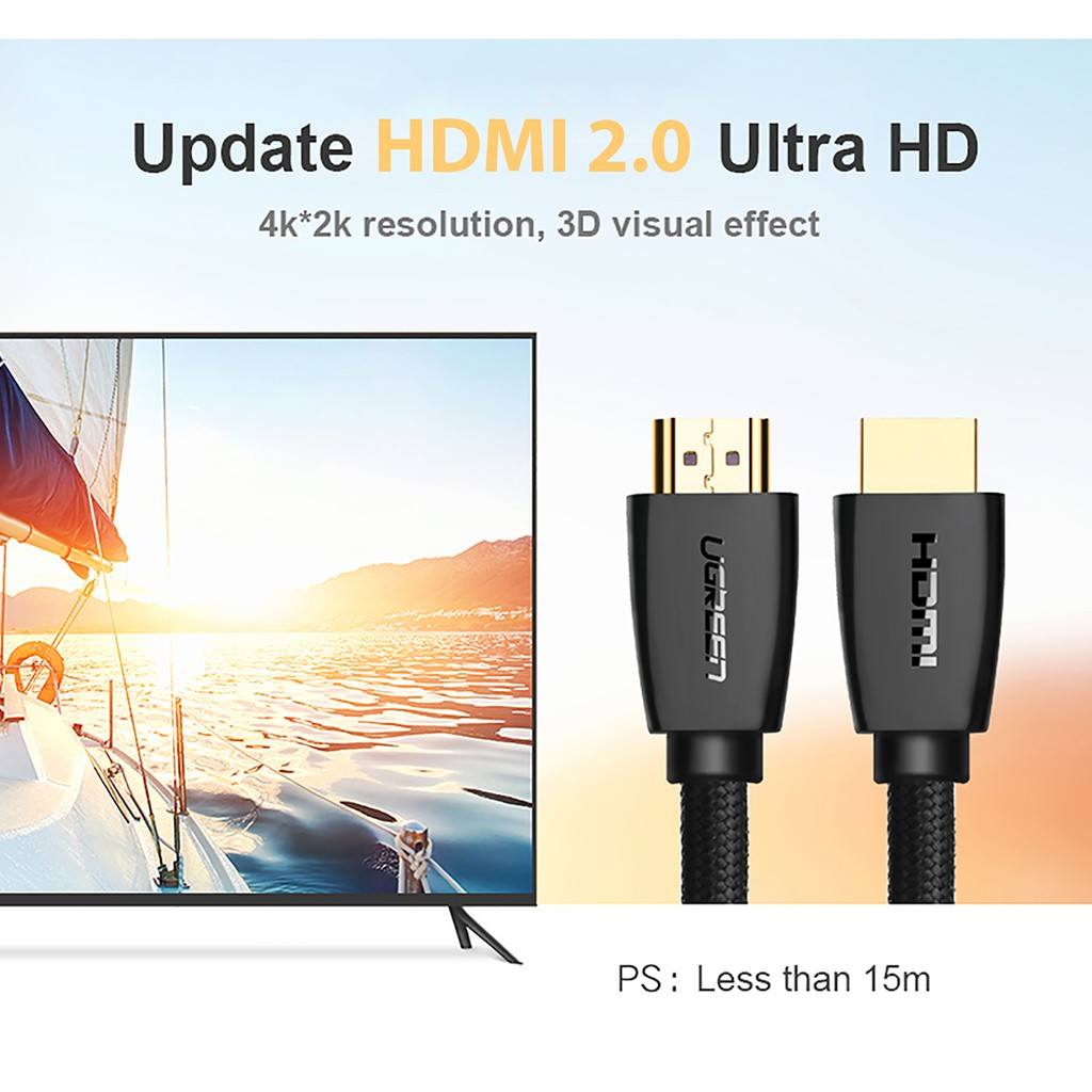 Cáp HDMI 2.0 Bện Sợi Nylon Cao Cấp UGREEN HD118 Chính Hãng