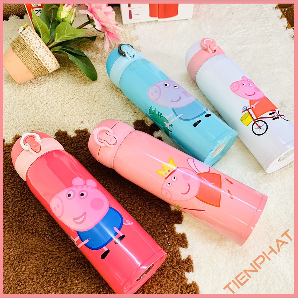 Bình giữ nhiệt 500ml cute - Bình giữ nhiệt heo peppa (ảnh + video thật)