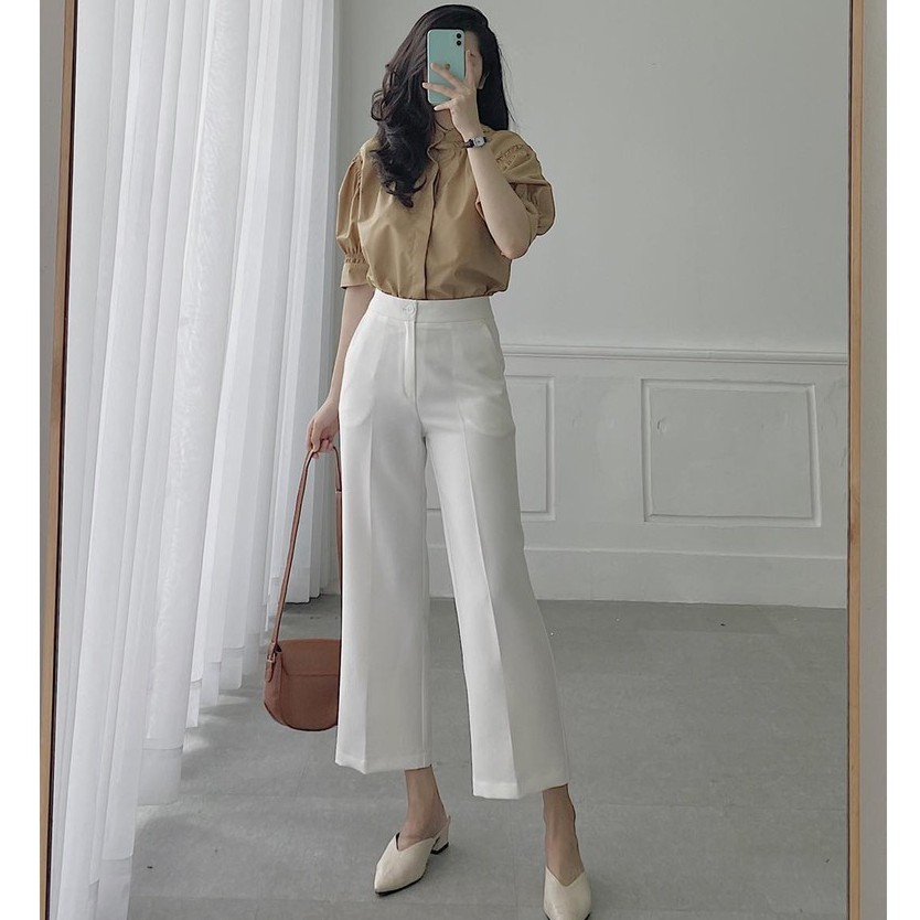 Quần tây ống rộng trơn cạp cao thời trang, thanh lịch LXK77439 | BigBuy360 - bigbuy360.vn