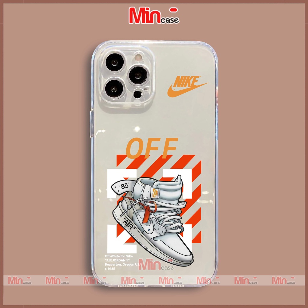 Ốp lưng iPhone Nike chống sốc viền vuông silicon trong suốt bvc cho iphone 6/6s/7/8/X/XS/XR/11/12/13 Pro Plus Max