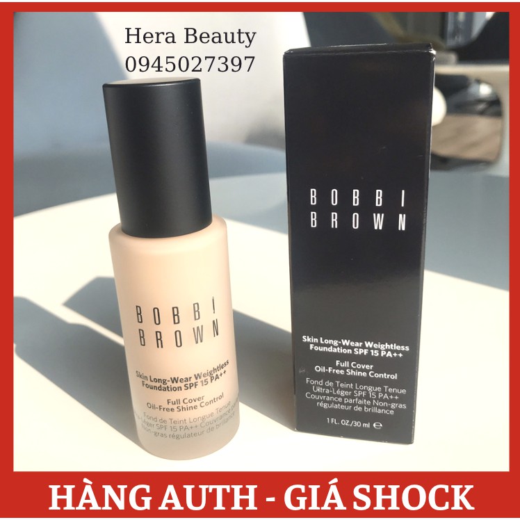 Tem chính Hãng- Kem Nền Lâu Trôi Bobbi Brown Skin Longwear Weightless Foundation SPF15-30ml- N032 Sand- N042 Beige