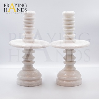 [Giá 1 Cặp] Chân Đèn Trang Trí Ban Thờ Bằng Đá Cẩm Trắng | Đồ Thờ Cúng | Chân Đèn Cầy