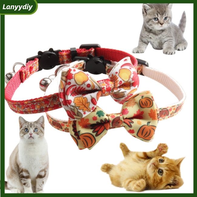 Lanydiy Vòng Cổ Thắt Nơ Cho Mèo Gà Tây Bí Ngô Lá Phong Bí Ngô Series Lễ Tạ Ơn Có Thể Điều Chỉnh