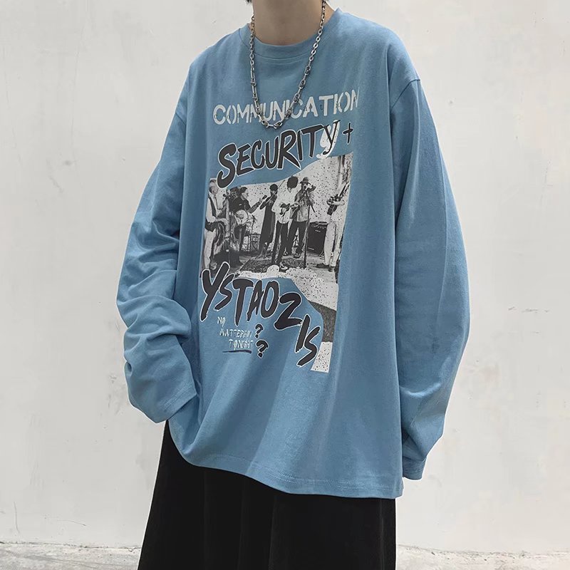 Áo thun dài tay dáng rộng thời trang cá tính cho nam size M-5XL