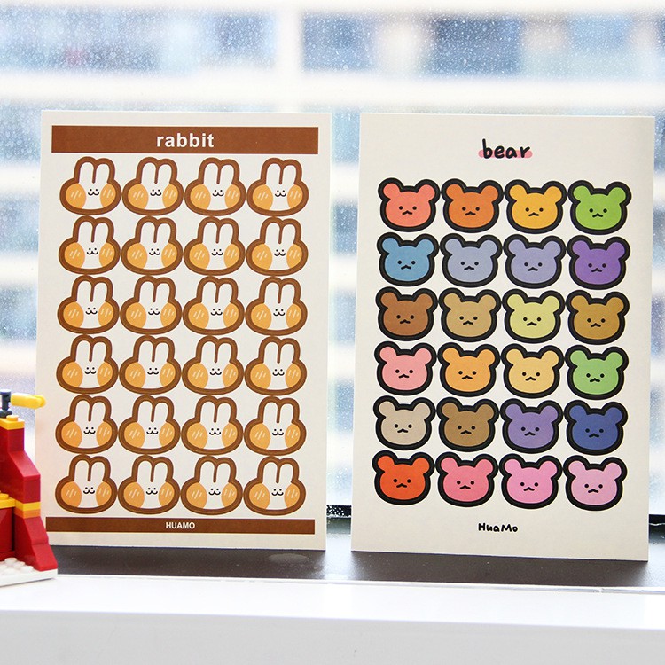 Set 5 Tờ Sticker Dễ Thương Thỏ/Gấu/Paws/Trái Tim Clovershop68