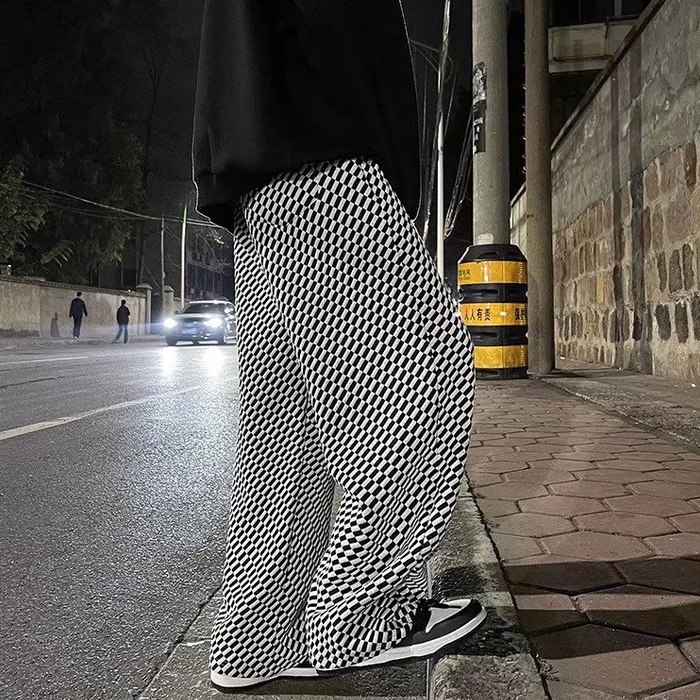 Quần ống rộng Màu Trắng Đen Phong Cách Hip Hop Hàn Quốc Thời Trang Cho Nam  unisex  bigsize quần kẻ sọc