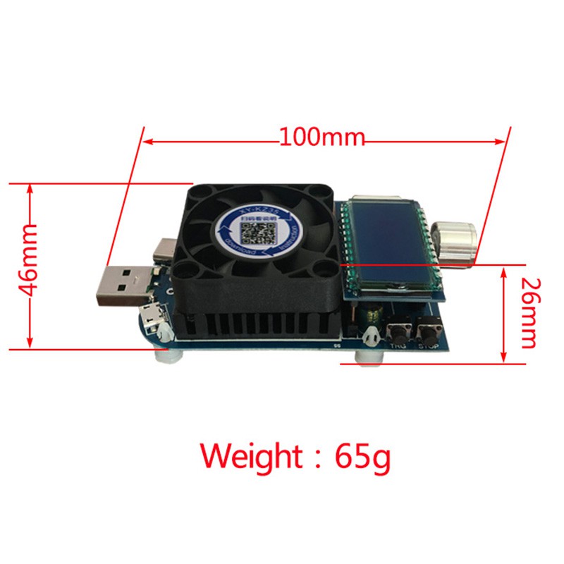 Mô Đun Tải Điện Tử Không Đổi Dòng Điện KZ25 DC4-25V 25W USB Type C QC2.0 / 3.0 AFC FCP