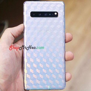 Skin Dán Mặt Sau Lưng Vân 3D Samsung Galaxy S10e - S10 - S10 Plus - S10 5G - Carbon, Nhám, Hình hộp, Vân Da