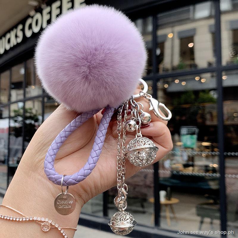 Móc Khóa Gắn Quả Bông Và Chuông Dễ Thương Sáng Tạo Cho Nữ