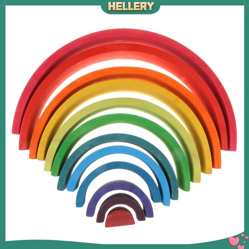 Bộ Đồ Chơi Đường Hầm Xếp Chồng Bằng Gỗ Màu Cầu Vồng Cho Bé