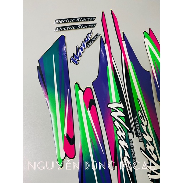 Nguyên bộ tem 3 lớp Wave thái 100 màu đen đời 1998_ Nguyễn Dũng Decal
