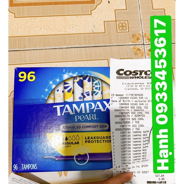 96 miếng TAMPAX PEARL băng vệ sinh dạng ống của Mỹ  tampon