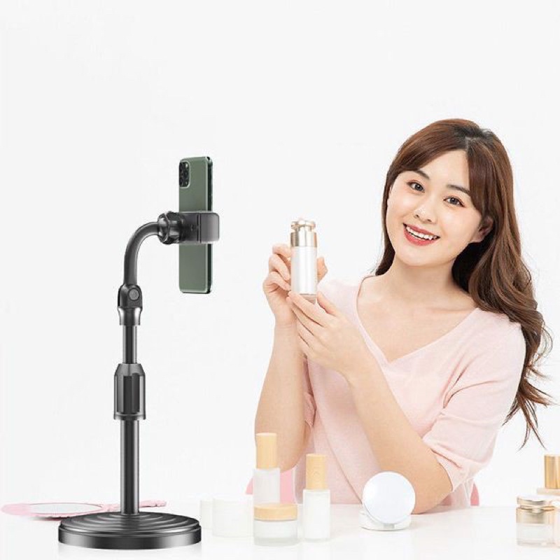 Giá Đỡ Điện Thoại Nâng Cao Thấp Sẵn Kẹp đa năng hỗ trợ chụp hình xem phim livestream để bàn màu đen Loại 1