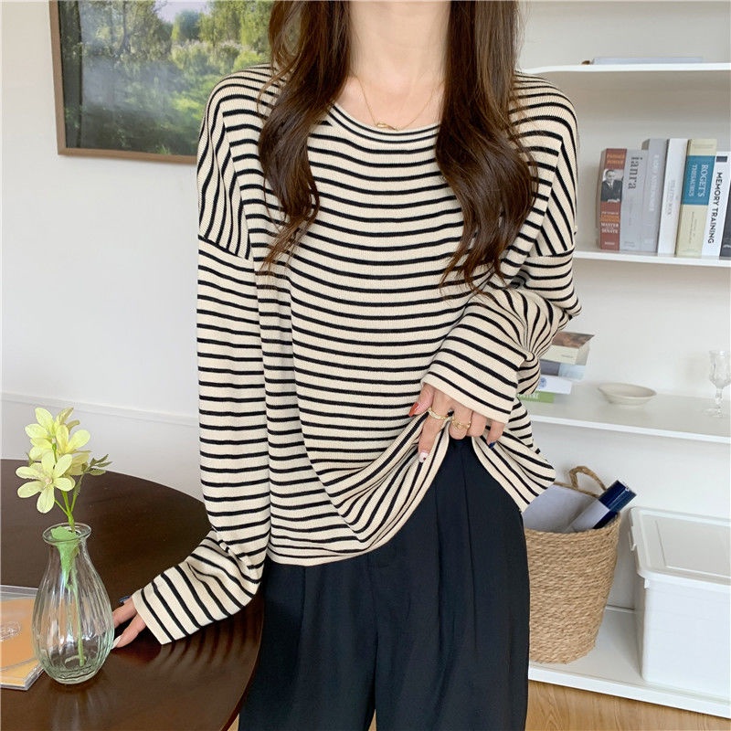 Áo Len Nữ Dài Tay Sọc Ngang Thời Trang
