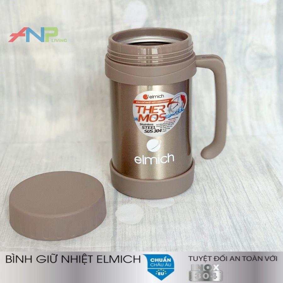 Cốc Giữ Nhiệt ELMICH, Inox 304 Tráng Bạc,  500ML  Màu Nâu (EL-0632)