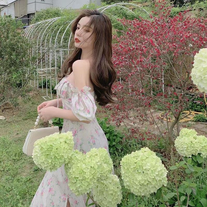 Váy maxi hoa xẻ đùi hàng QCL1 | BigBuy360 - bigbuy360.vn