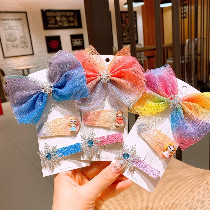 SUGE Kẹp Tóc Hình Nơ Công Chúa Elsa Aisha Dành Cho Bé Gái