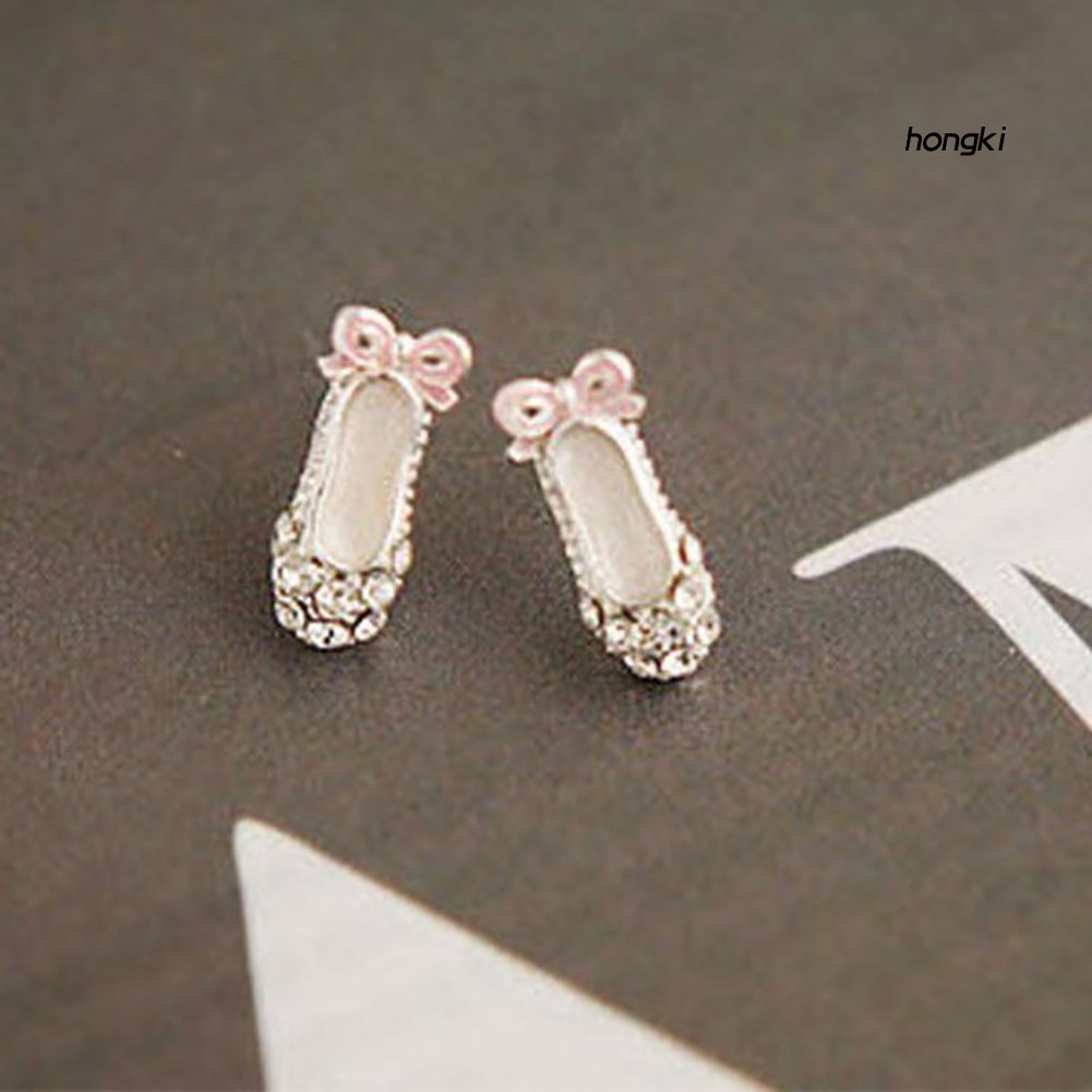 Đôi Bông Tai Dáng Dài Hình Đôi Giày Ba Lê Đính Đá Thời Trang Cho Nữ