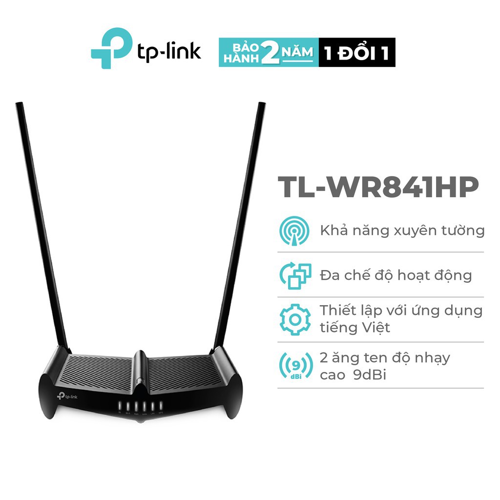 TP-Link Bộ phát Wifi xuyên tường chuẩn N 300Mbps Công suất cao TL-WR841HP