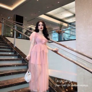 Đầm xoè lưới kết hoa cực xinh