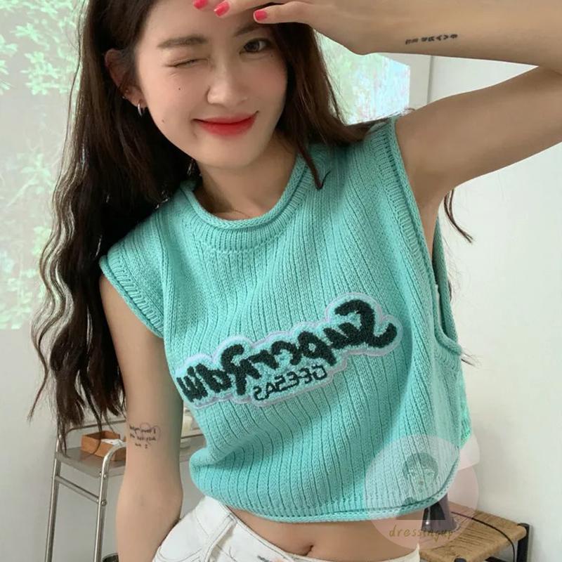 Áo Ba Lỗ Cổ Tròn In Chữ Thời Trang Mùa Hè Dành Cho Nữ