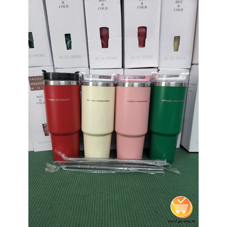 MẪU MỚI, Ly giữ nhiệt Stanley Starbuck 2 màu xanh trắng cực xịn sò