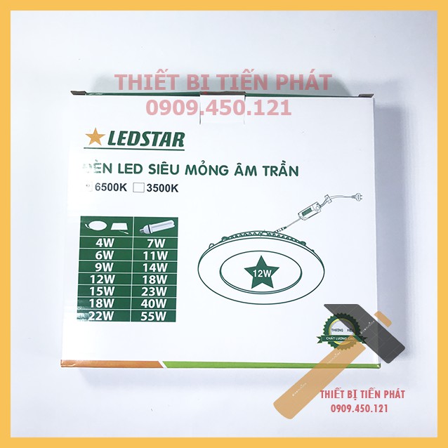 [GIÁ HỦY DIỆT] TRỌN BỘ ĐÈN LED ÂM TRẦN SIÊU MỎNG 20MM LEDSTAR 12W TRẮNG Ø170MM BẢO HÀNH 12 THÁNG