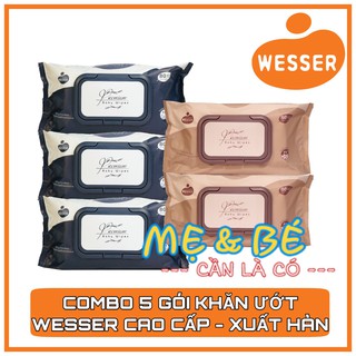[MẪU MỚI 2023] COMBO 5 GÓI KHĂN ƯỚT WESSER KHÔNG MÙI 80 TỜ CAO CẤP