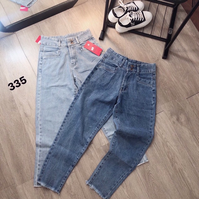 Quần baggy jean hai nút túi vuông, hình thật 100%