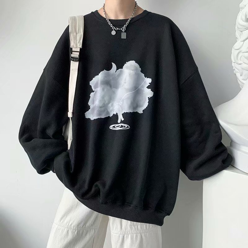 Áo Sweater Cổ Tròn Dáng Rộng In Họa Tiết Thời Trang Xuân Thu Cho Nam Size M-8Xl