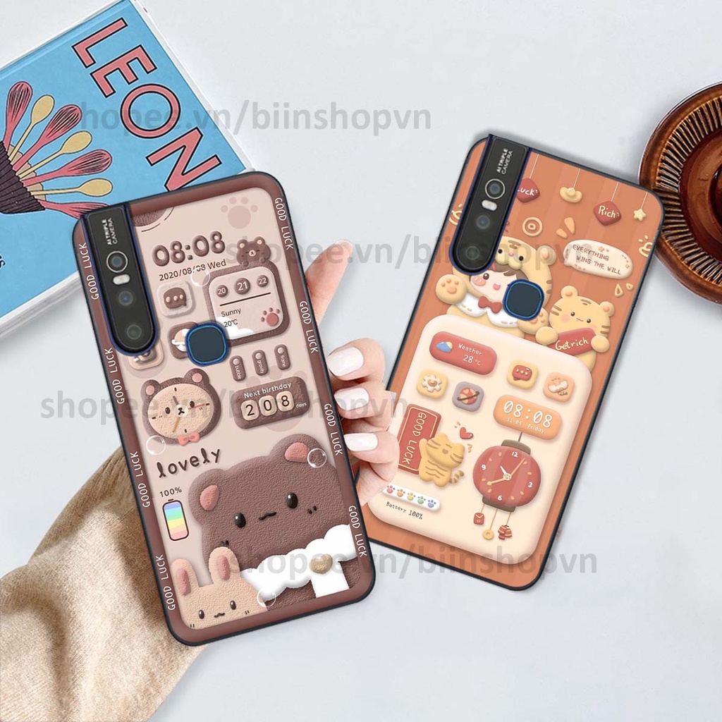 Ốp Vivo V15 / V15 Pro in 3D icon gấu nổi siêu xinh, siêu đáng yêu, cá tính phong cách