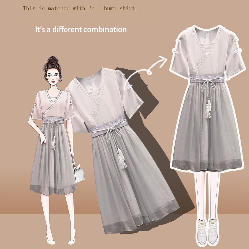 Bộ Hán Phục Cách Tân Dáng Chữ A Thiết Kế Mới Có Size Lớn 2022 Thời Trang Mùa Hè Cho Nữ | BigBuy360 - bigbuy360.vn
