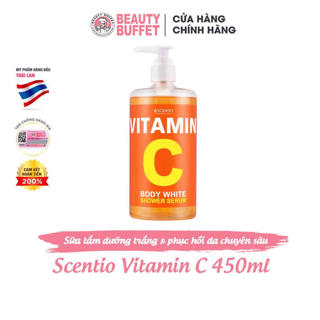 [DATE T9/2024] Sữa tắm dưỡng trắng và phục hồi da chuyên sâu Scentio Vitamin C 450ml