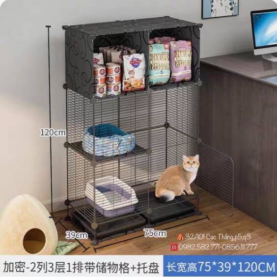 CHUỒNG QUÂY CHO PET CÓ NGĂN ĐỰNG ĐỒ KÈM KHAY VỆ SINH