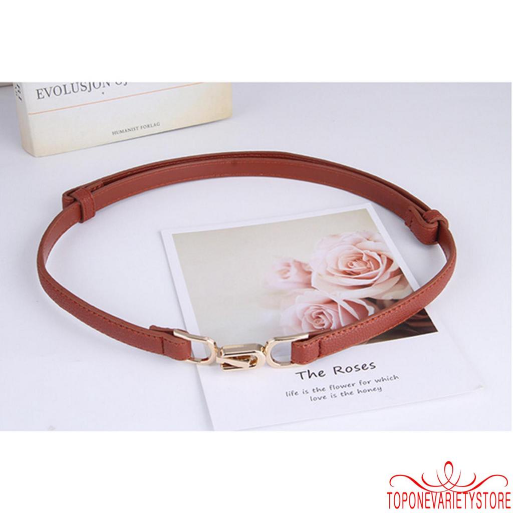 Thắt lưng nữ giả da màu trơn có khóa kim loại thời trang