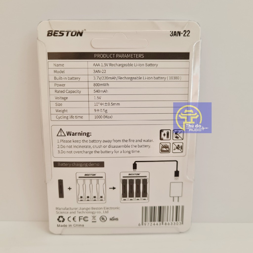 Pin sạc Lithium 1,5V AA, AAA chính hãng Beston 800mAh, 2800mAh, 3500mAh, bộ sạc beston M7011 Sạc nhanh tự ngắt, Pin 1.5V