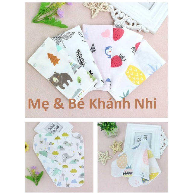 Khăn Sữa In Hình Cao Cấp Cho Bé Sơ Sinh 🎀Combo 10 Khăn🎀 Khăn Sữa Cao Cấp Mềm Mịn, Họa Tiết Dễ Thương Cho Bé