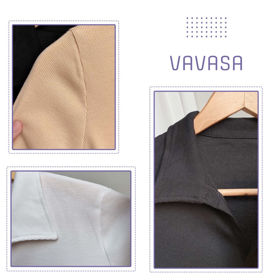 Áo croptop nữ tay dài kiểu ôm polo có cổ bigsize thun body VAVASA CT06 - Hàng nhập khẩu | BigBuy360 - bigbuy360.vn