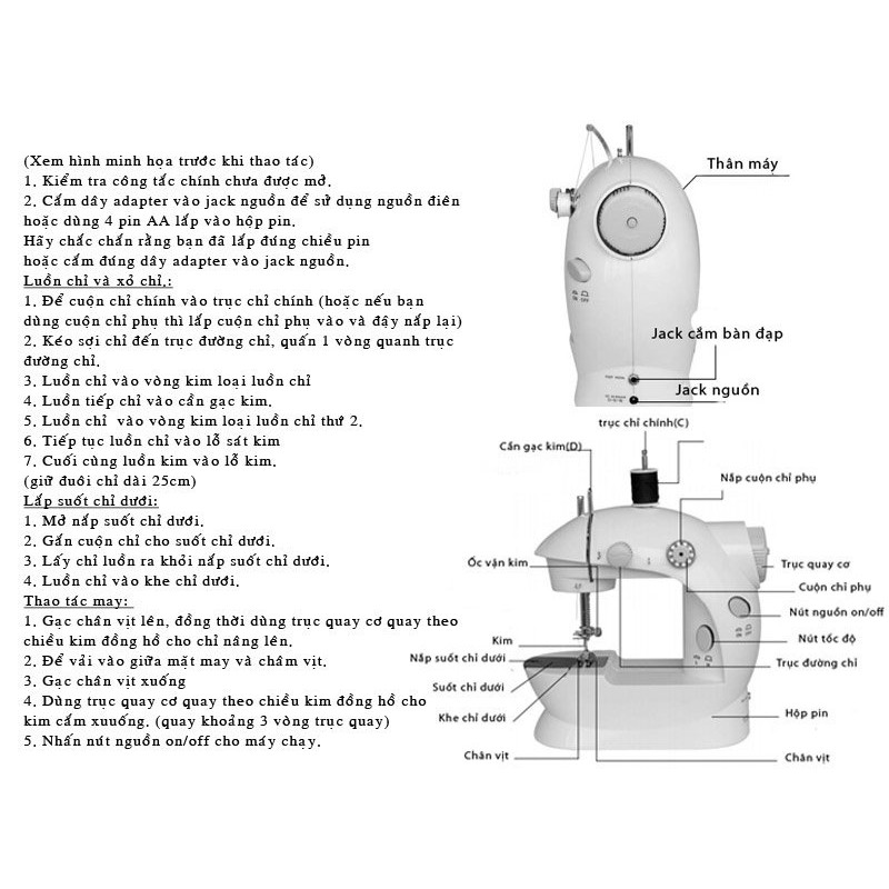 Máy may mini để bàn Sewing Machine SM-202A-Nhung Shop